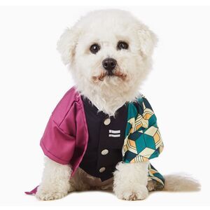 🐾 Coomour Dog Costume Demon Hunter Kimono Purple Small Pet Clothes